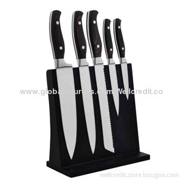 Good-quality S/S knife set with acrylic block and competitive price